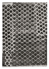 A black and white print of a chainlink fence